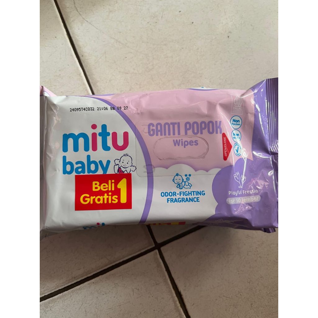 [ buy1 get1] Mitu baby wipes 50sheet tisu basah Ungu