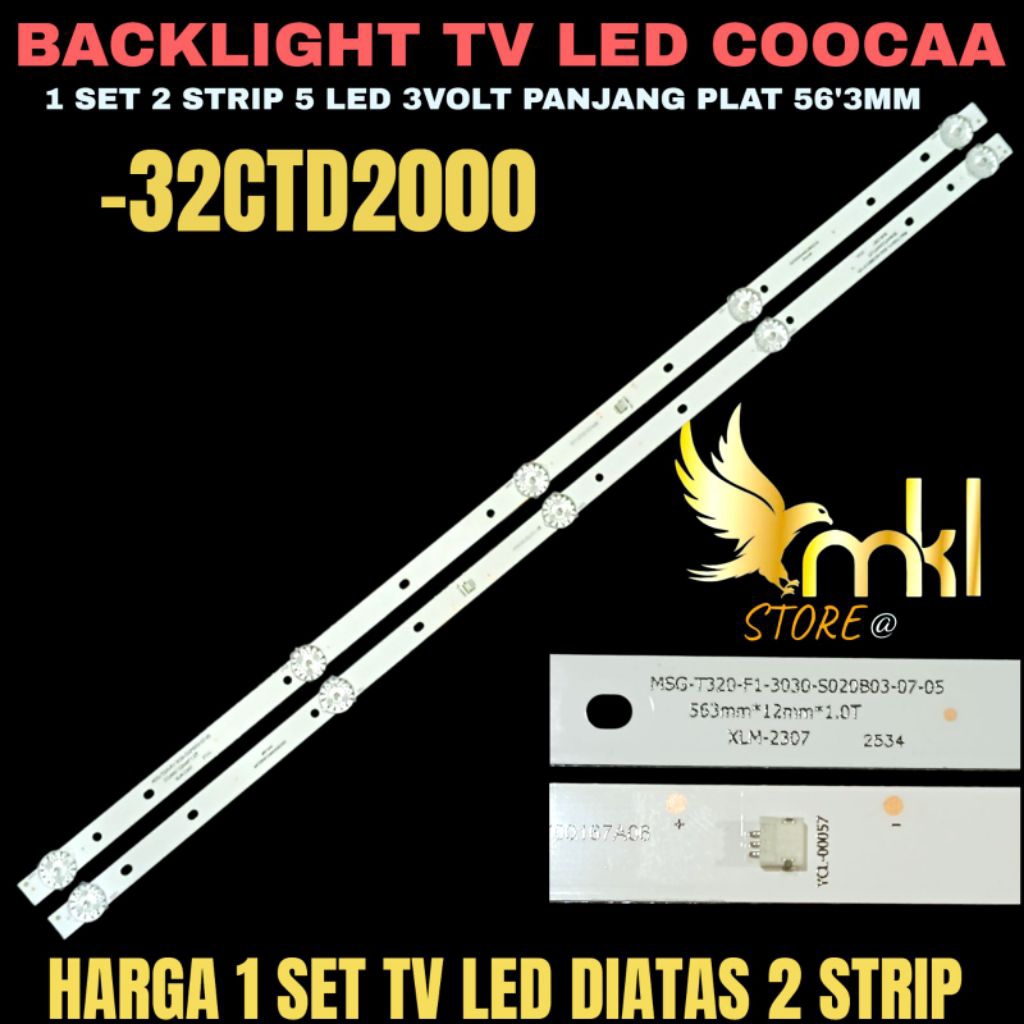 BACKLIGHT TV LED COOCAA 32 INCH 32CTD2000 BACKLIGHT TV COOCAA 32 INCH