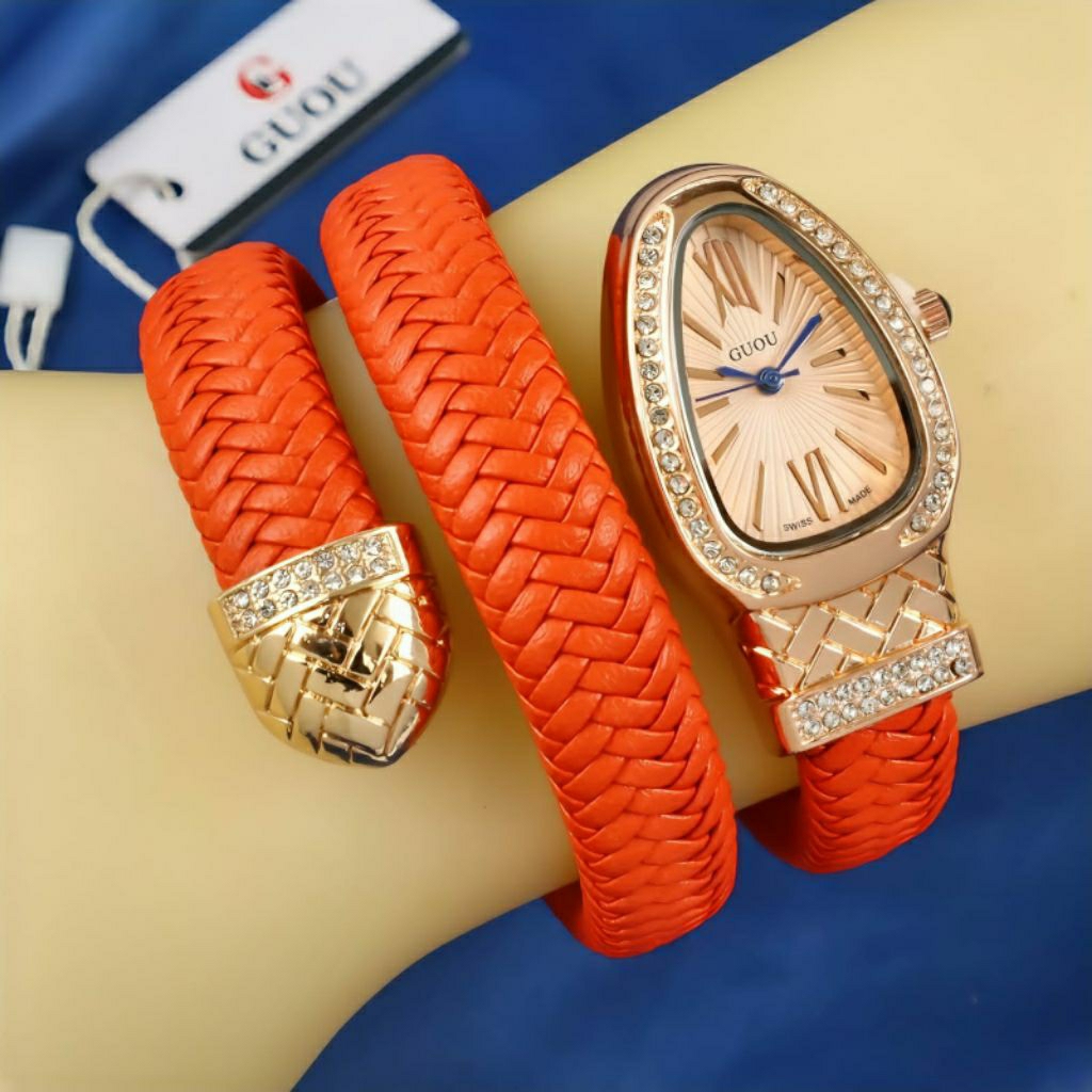 JAM TANGAN WANITA GUOU MODEL ULAR SUPER ELEGAN WARNA PILIHAN