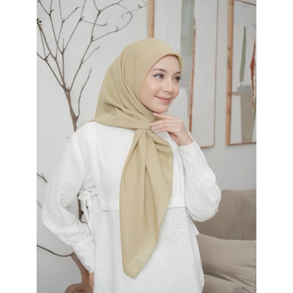 Hijab Khaki Muda -PNS Hijab -Segiempat voal Premium Kerudung Dinas ASN Warna Khaky by scarfasion