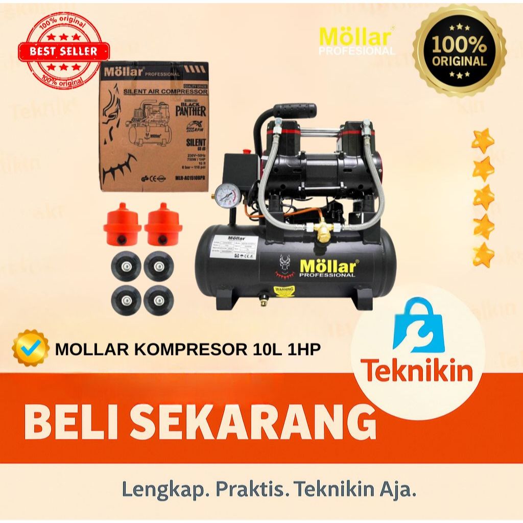 mesin kompresor angin listrik 1hp 10 liter mollar / mesin kompresor black panther mollar / mesin kom