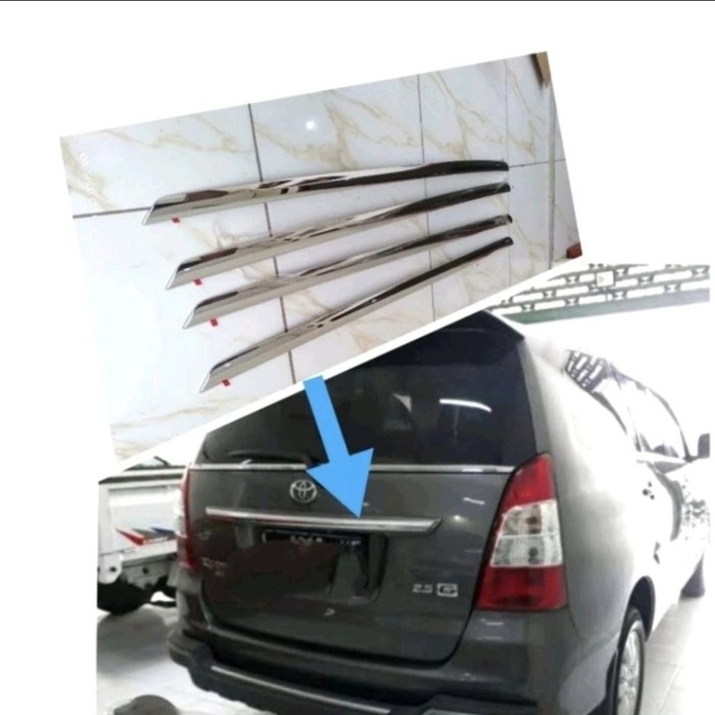 list crhome trunklid belakang toyota innova  lama 2011 2015 part original