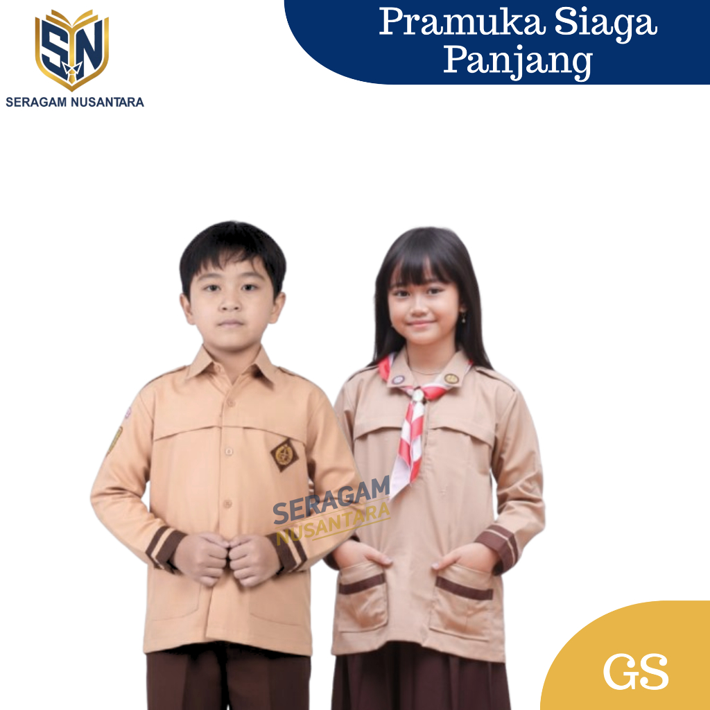 Seragam Nusantara – Baju Pramuka Siaga Lengan Panjang GS/OXFORD Seragam Sekolah SD Coklat