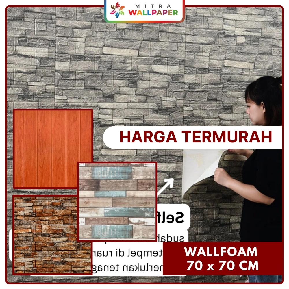 WallFoam 3D Motif Kayu Foam Dinding 3D Motif Kayu Coklat Wall Foam Dinding Motif Kayu Aestetik