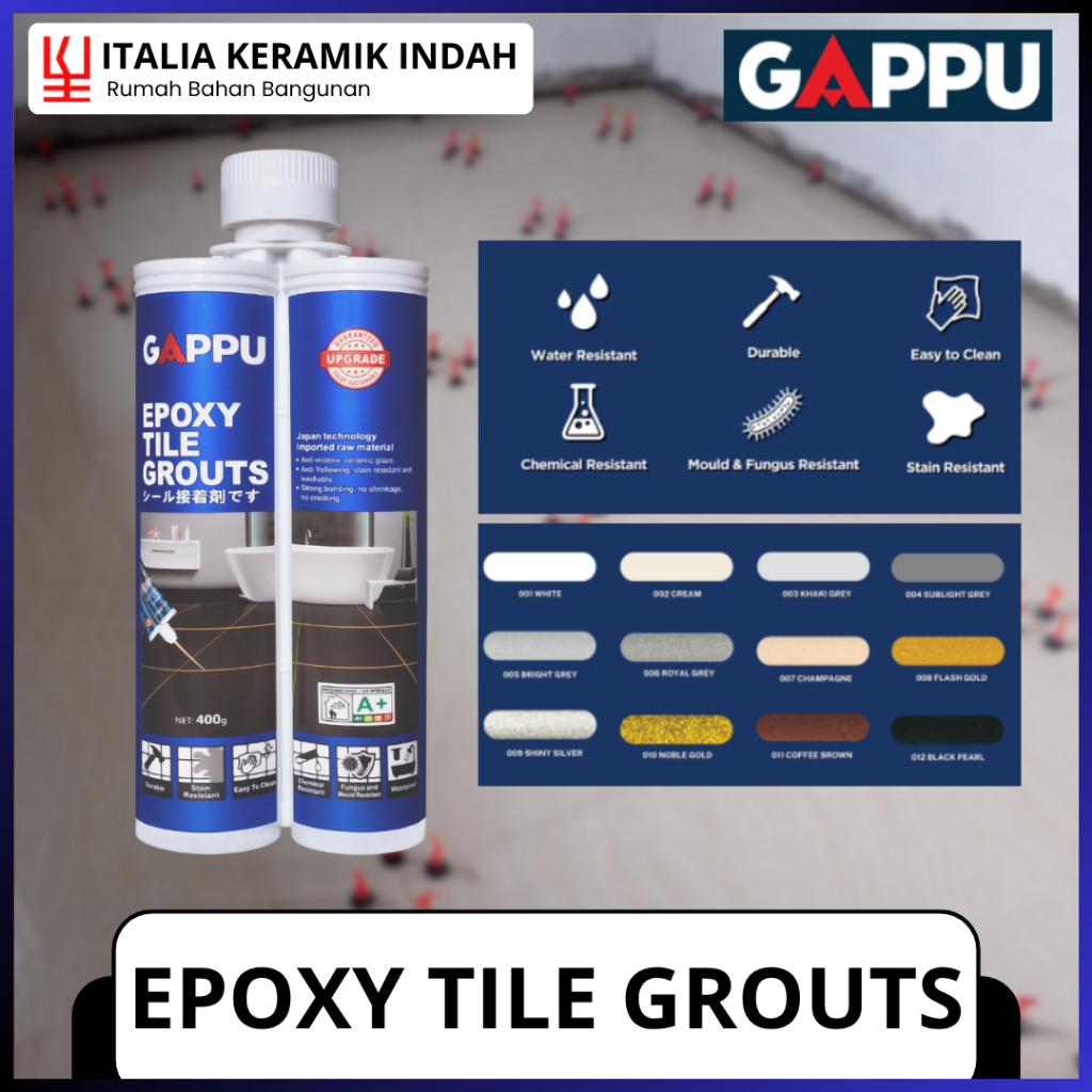 Gappu - Premium Epoxy Tile Grout ( Nat Lantai Epoksi Resin Waterproof Marmer Keramik )