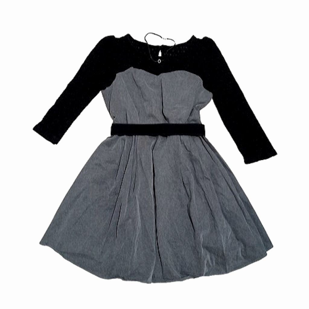 Axes Femme Dress Lacy Sleeves Gray
