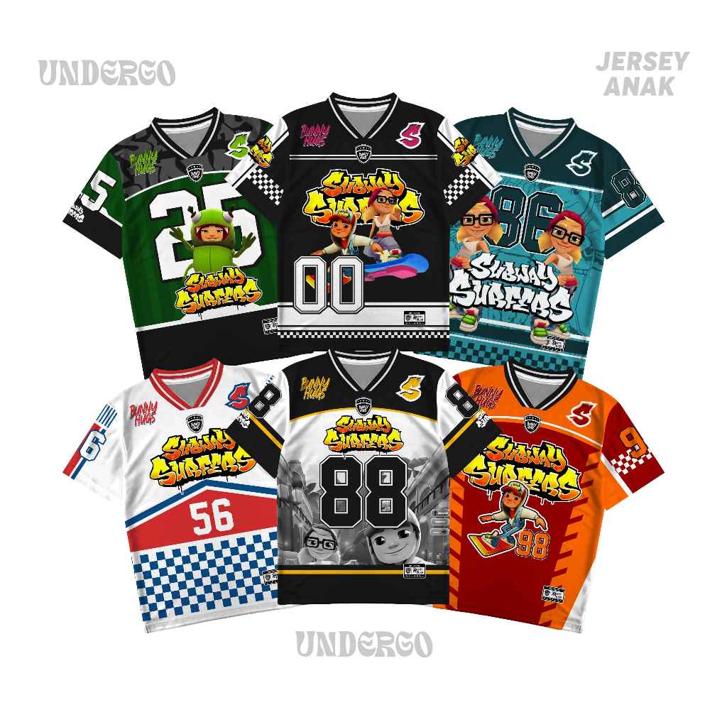 UNDERGO Jersey Anak SubwaySurf Number Series Jersey Anak Bahan Dryfit Brazil Full Printing