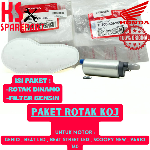 PAKET ROTAK DAN FILTER BENSIN KODE-KOJ ASLI HONDA AHM GENIO, SCOOPY,BEAT LED,ST, VARIO ORIGINAL 100%