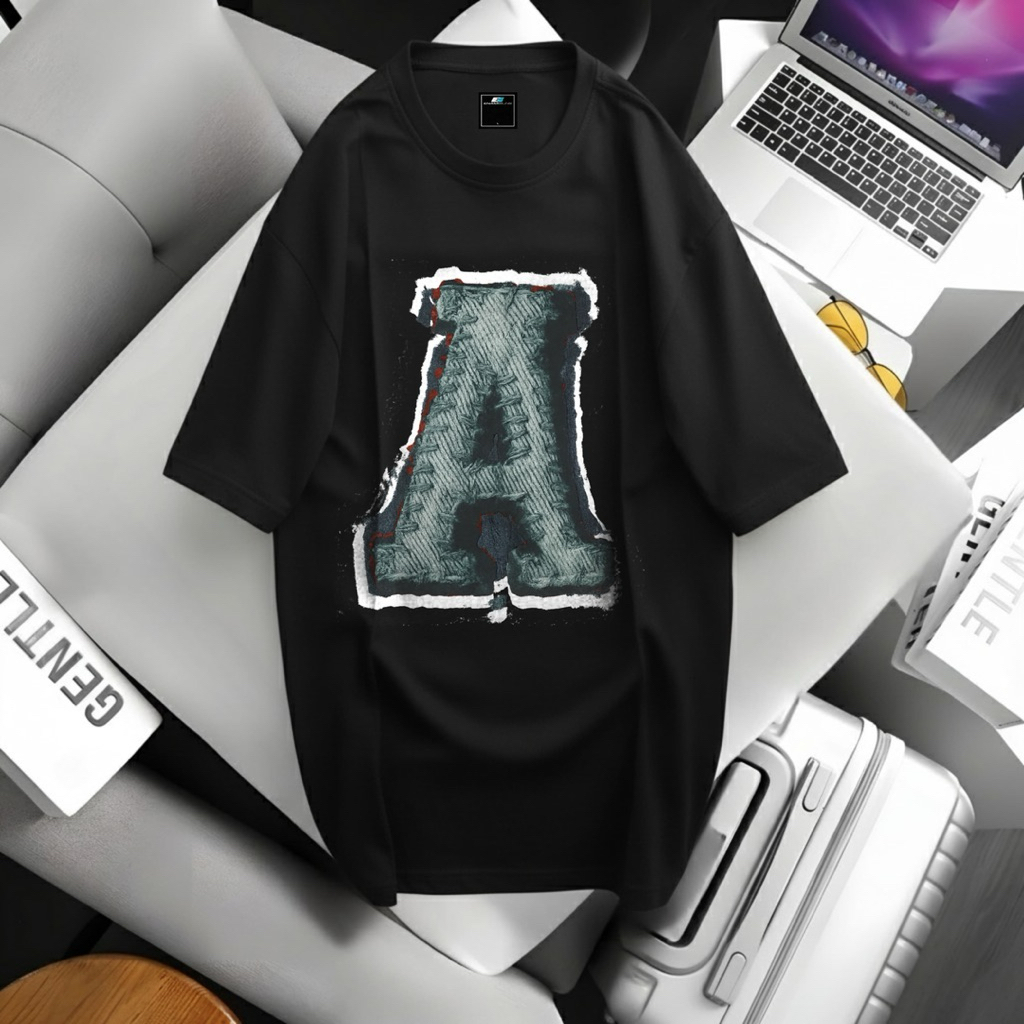 Enami Suns - Kaos Longsize Cotton 20s Huruf A Unisex