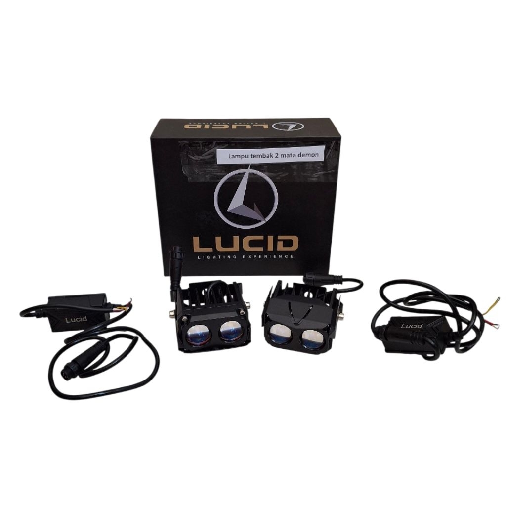 Lampu led tembak 2 mata lampu led mini projector 2 mata with demon lucid pro II