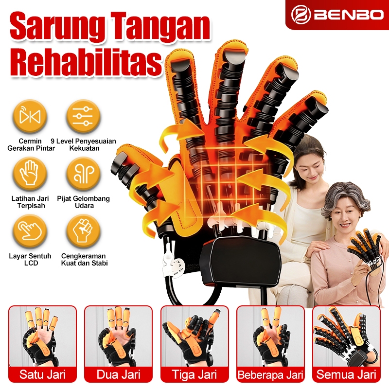 BENBO Sarung Tangan Rehabilitas/Alat Terapi Jari Tangan Elektrik- Latihan Fleksi & Ekstensi 5 Jari u