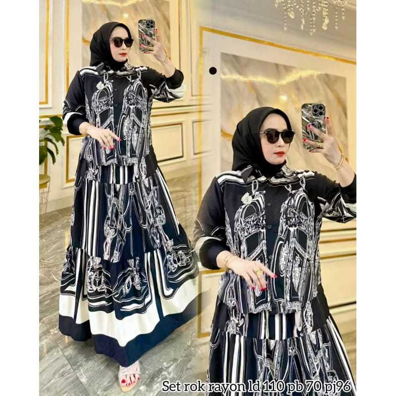NEW ARRIVAL MAMIYA SET ROK RAYON VIRAL // ONE SET RAYON MOTIF // SETELAN ROK // ONE SET MAMIYA ROK W