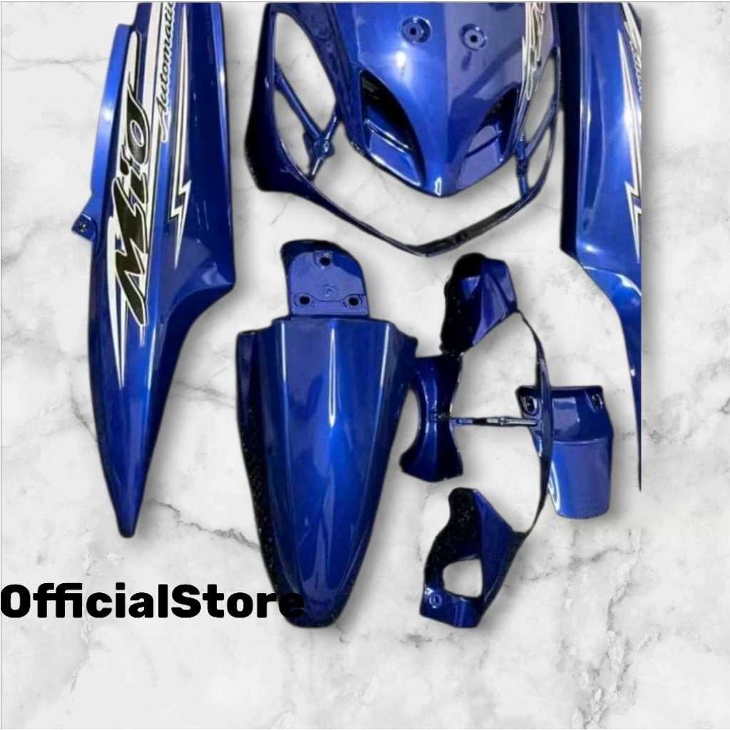 cover bodi full alus motor yamaha mio smile warna biru plus striping transparan tahun 2007-2012