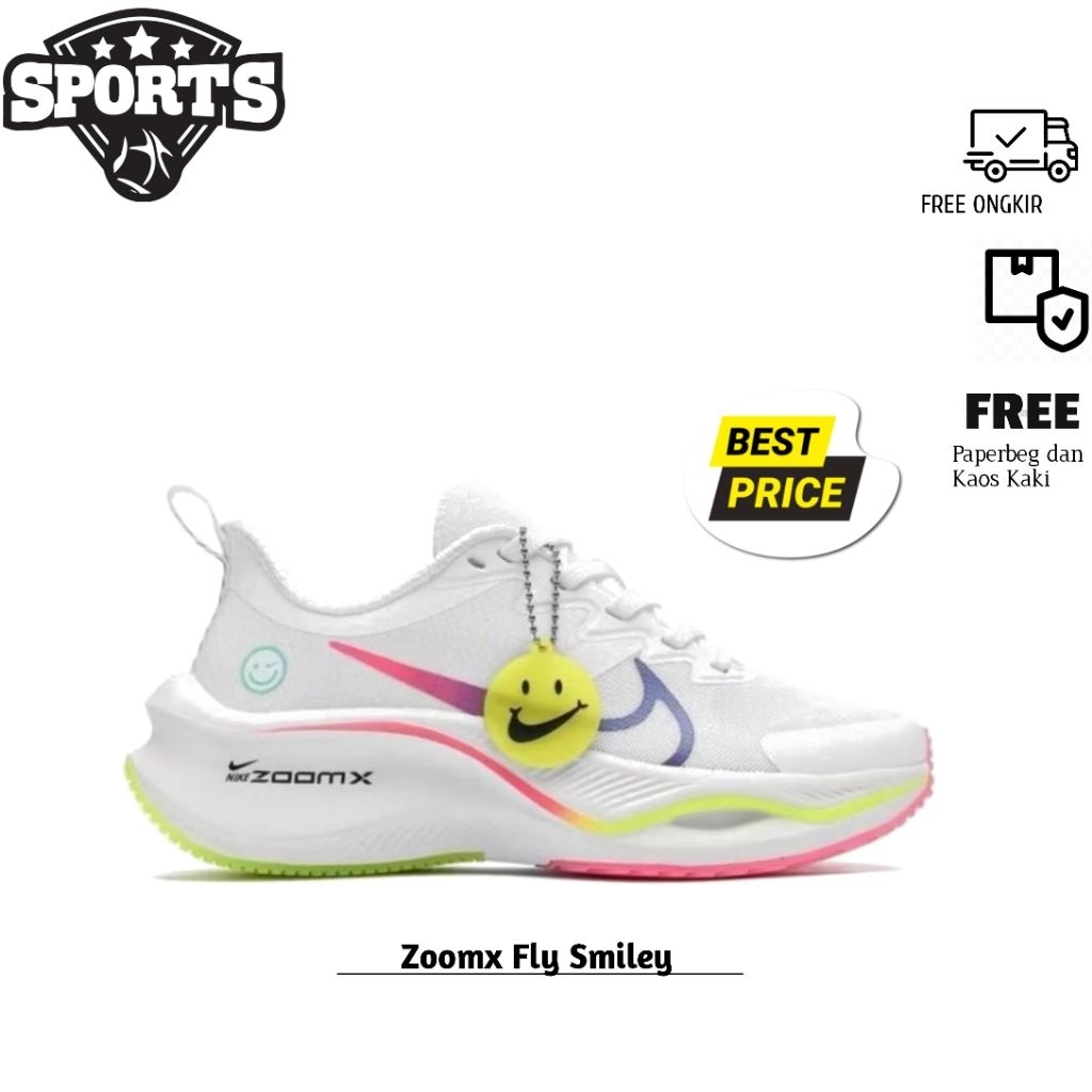 Running Shoes Womens Nke Zoomx Smiley White Pink Volt