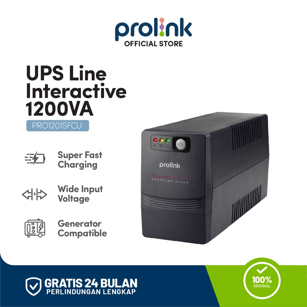 Prolink 1200VA Line Interactive UPS Super Fast Charging l USB Port