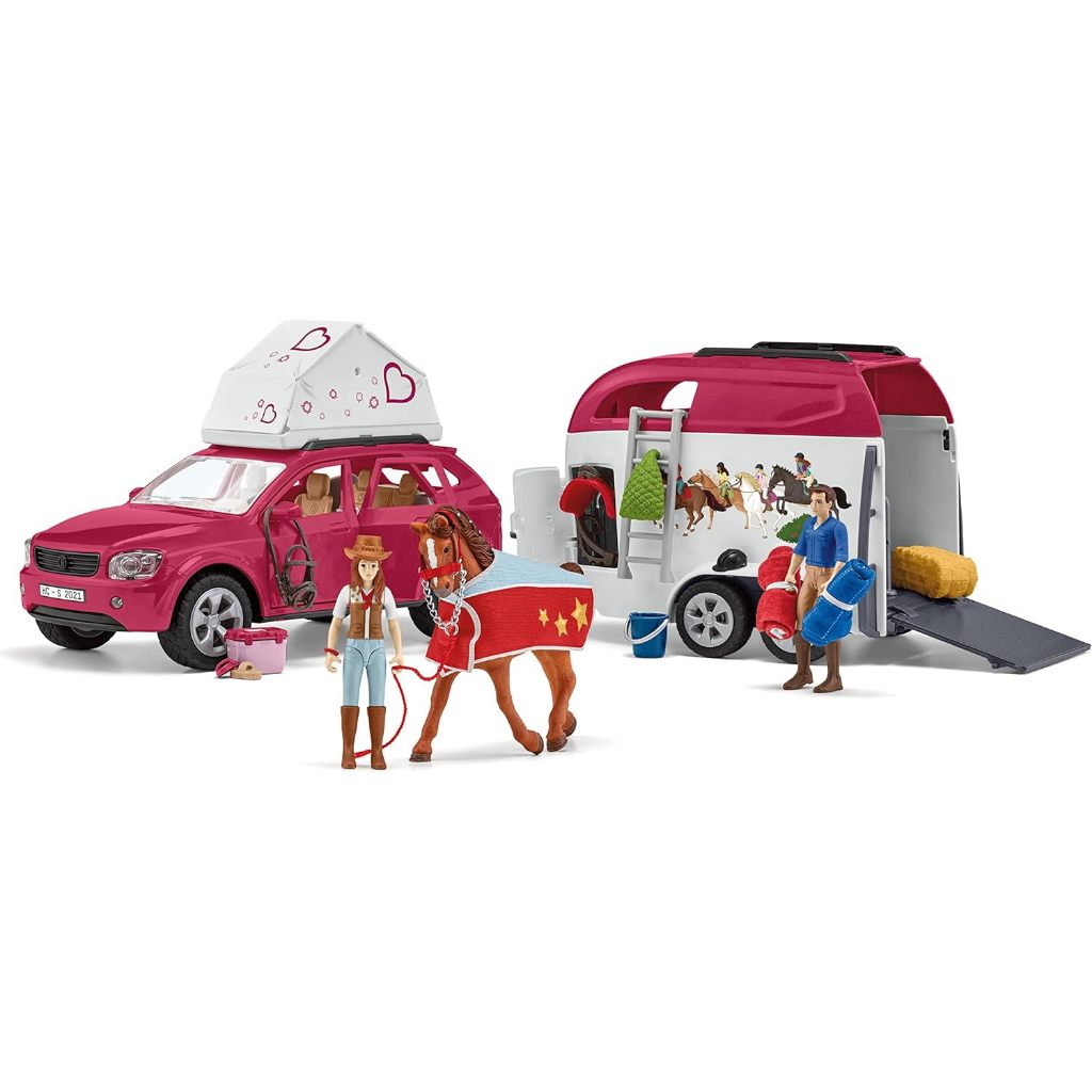 Schleich Horse Car and Trailer Toys - Multi Piece SUV & Trailer Playset, with Horse Figurine
