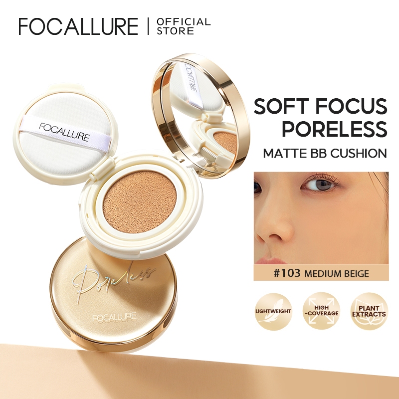 BPOM FOCALLURE #GoldenAge Poreless BB Cushion Full Coverage Foundation