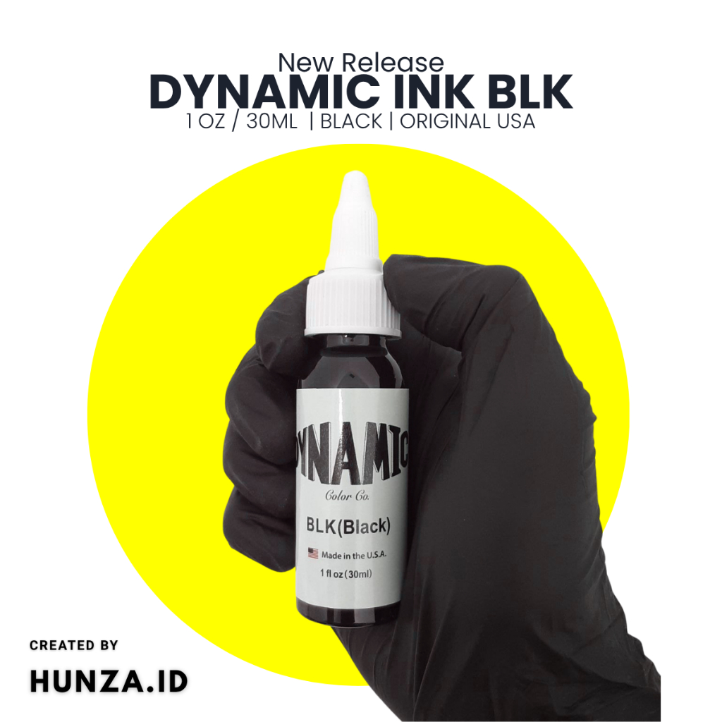 Tinta Tato Hitam Dynamic Ink BLK 1oz Original USA | Tinta Tattoo Black Pekat & Tahan Lama Premium