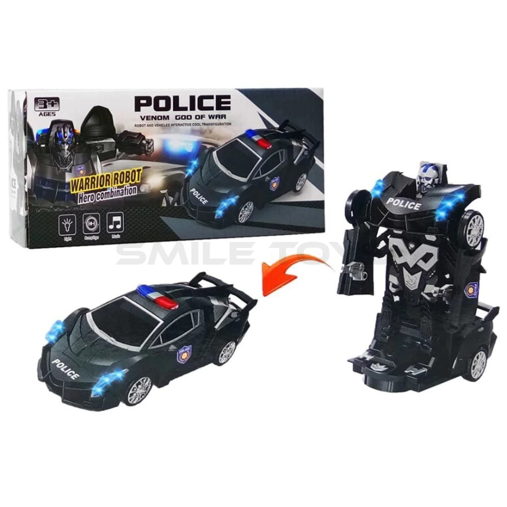 MAINAN ANAK MOBIL MOBILAN POLISI MAINAN ANAK MOBIL ROBOT POLICE HITAM VENOM - MAINAN MOBIL POLISI BE