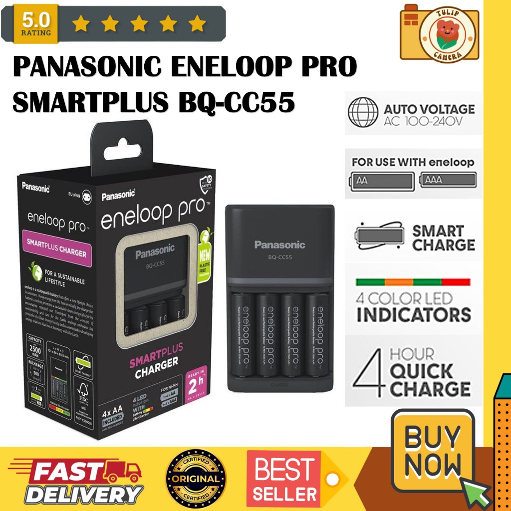 Panasonic Eneloop Pro SmartPlus Charger BQ-CC55 AA 4pcs
