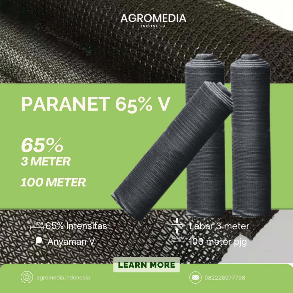 Paranet 65% Korma / lebar 3m / Shading Net / Jaring Peneduh Tanaman 65% Rajut segitiga Lebar 3 Meter