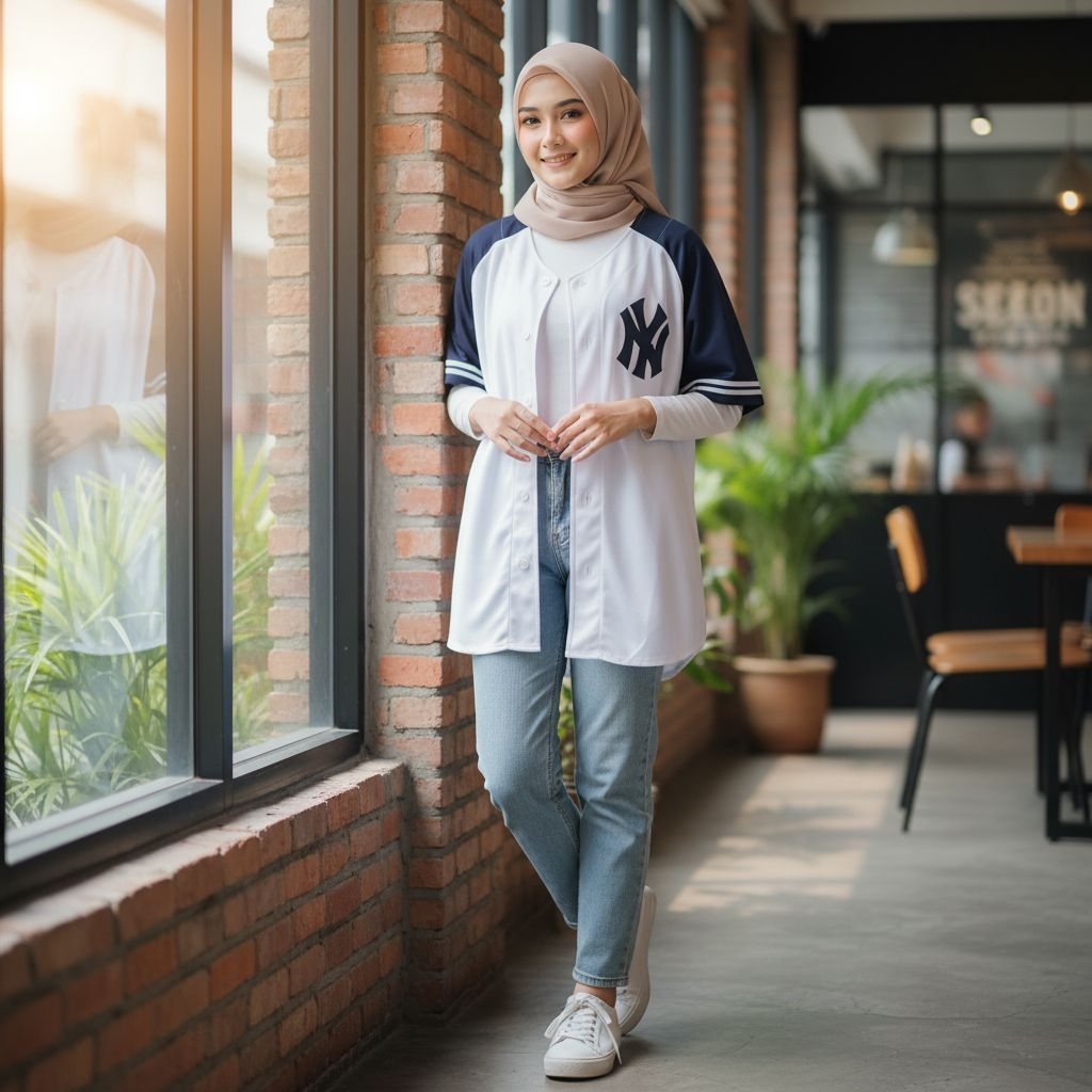 Kaos Baseball Wanita NY Variasi