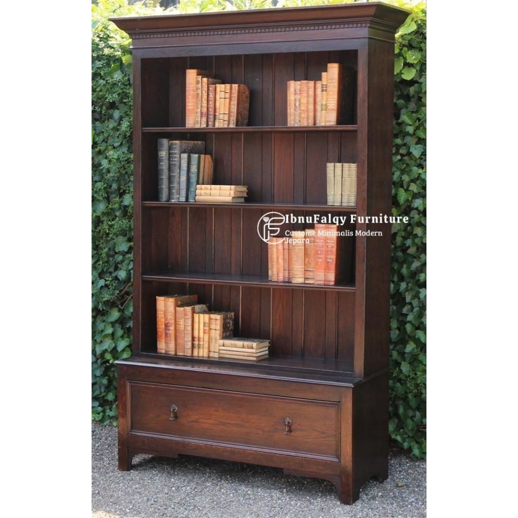 Rak Buku Minimalis Kayu Jati, Almari Buku Kayu Jati Jepara, Almari Buku Minimalis Jati Jepara