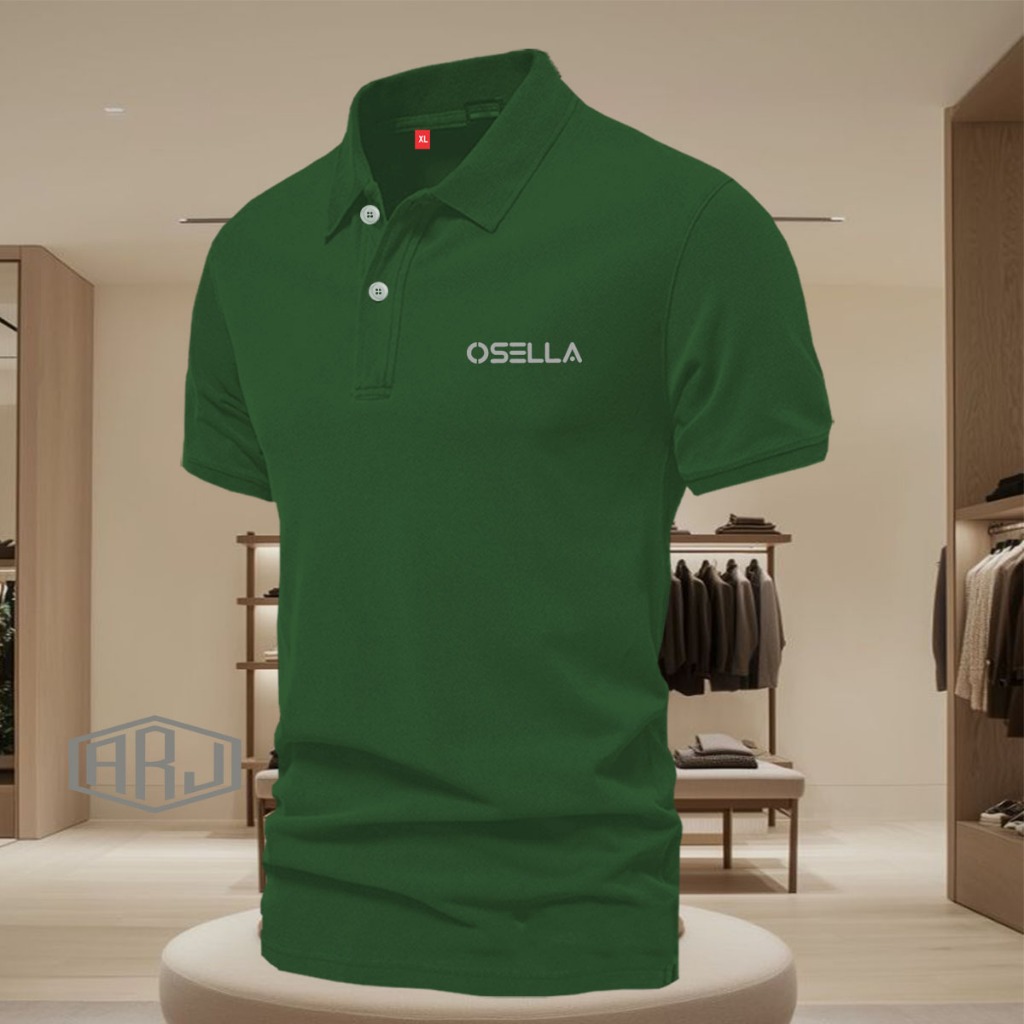COD  Polo Shrit Distro Osella Logo Text Silver  Premium Quality Kaos Kerah Unisex Terlaris Polo Pend