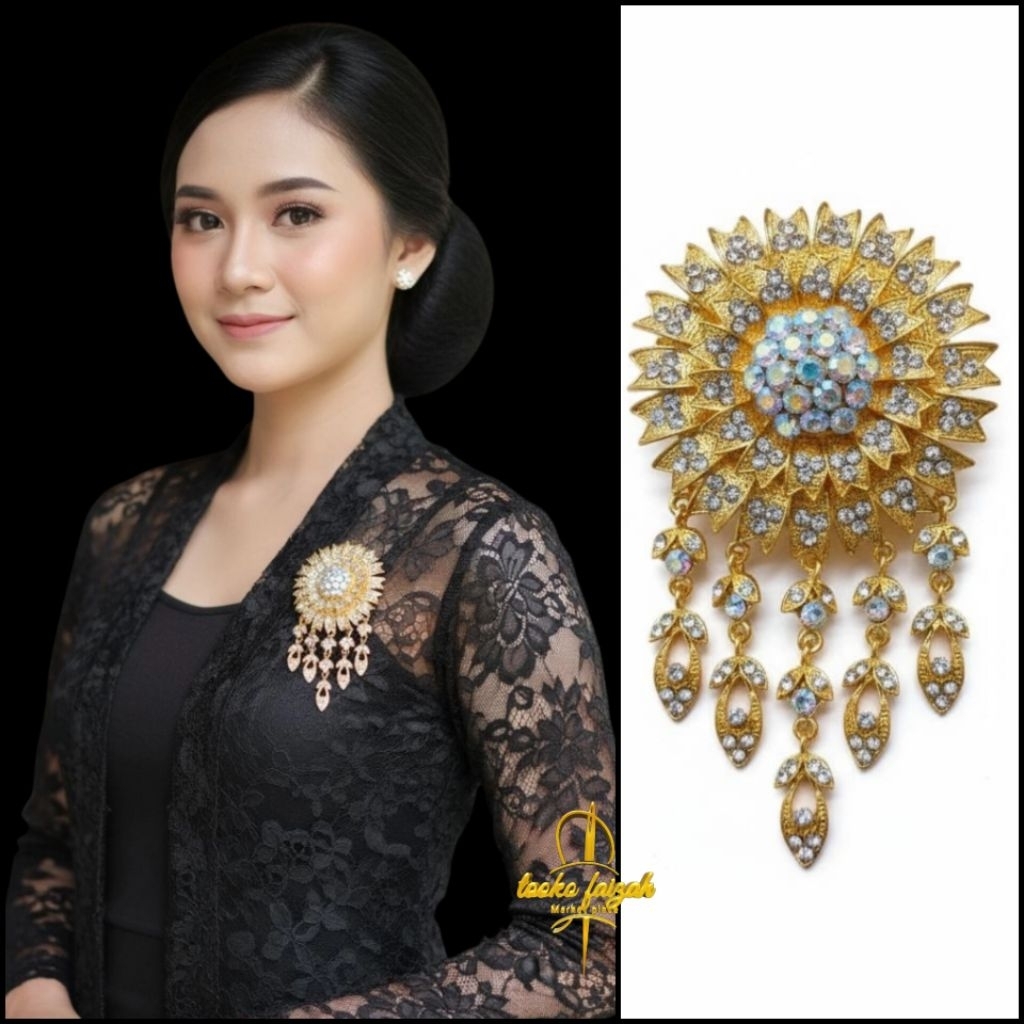 Bros Kebaya Pengantin/Bross jumbo Besar/Bros Mewah Kutubaru gold dan silver Jumbo