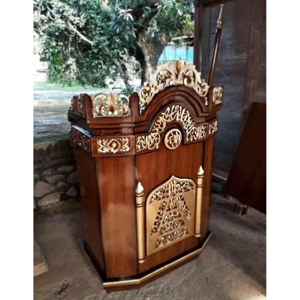 Mimbar Podium Ukiran Jepara Full Kayu Jati Mimbar Masjid Minimalis Full Kayu Jati