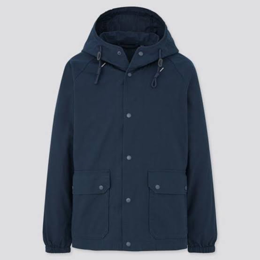 Uniqlo Cotton Parka Jaket Warna Navy 100% original