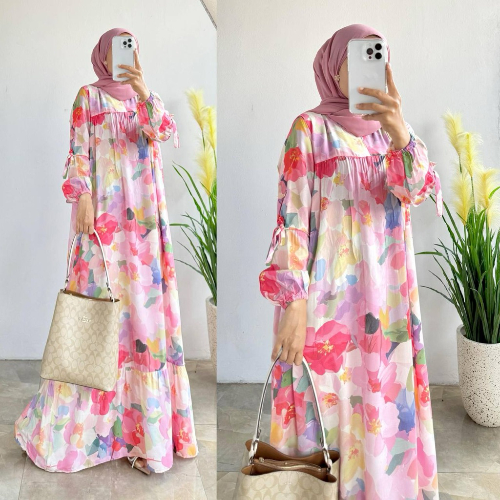 DRESS RAYON PREMIUM/ KENKEY DRESS RAYON/ DRESS RAYON BUSUI/ DRESS LENGAN BALON