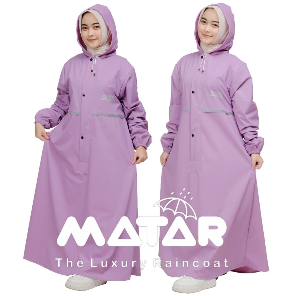 Matar Jas Hujan Gamis Wanita Muslimah Bahan PVC Karet Tebal Elastis Tahan Air