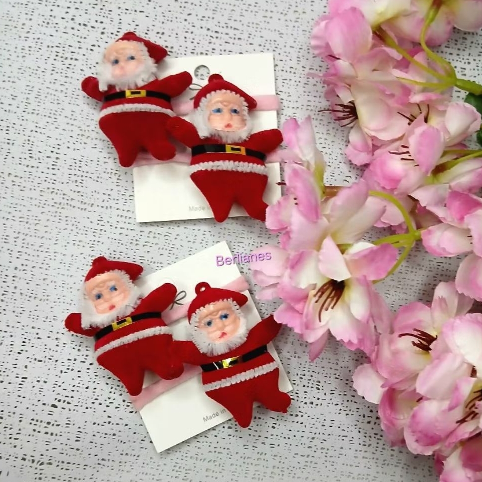 Ikat Rambut Natal Santa Claus/Ikat Rambut Kanan dan Kiri/Aksesoris Natal/Ikat rambur anak lucu