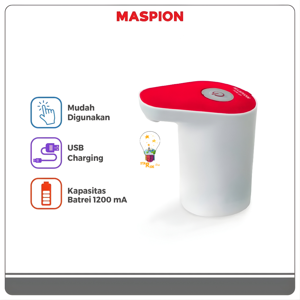 Maspion Pompa Galon Air Minum Elektrik Otomatis Automatic Electric Drinking Water Gallon Pump MPB-03