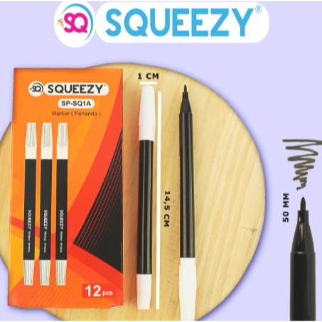 Spidol Warna Kecil Squeezy | Spidol Marker Squeezy warna hitam (1 Pak isi 12Pcs)