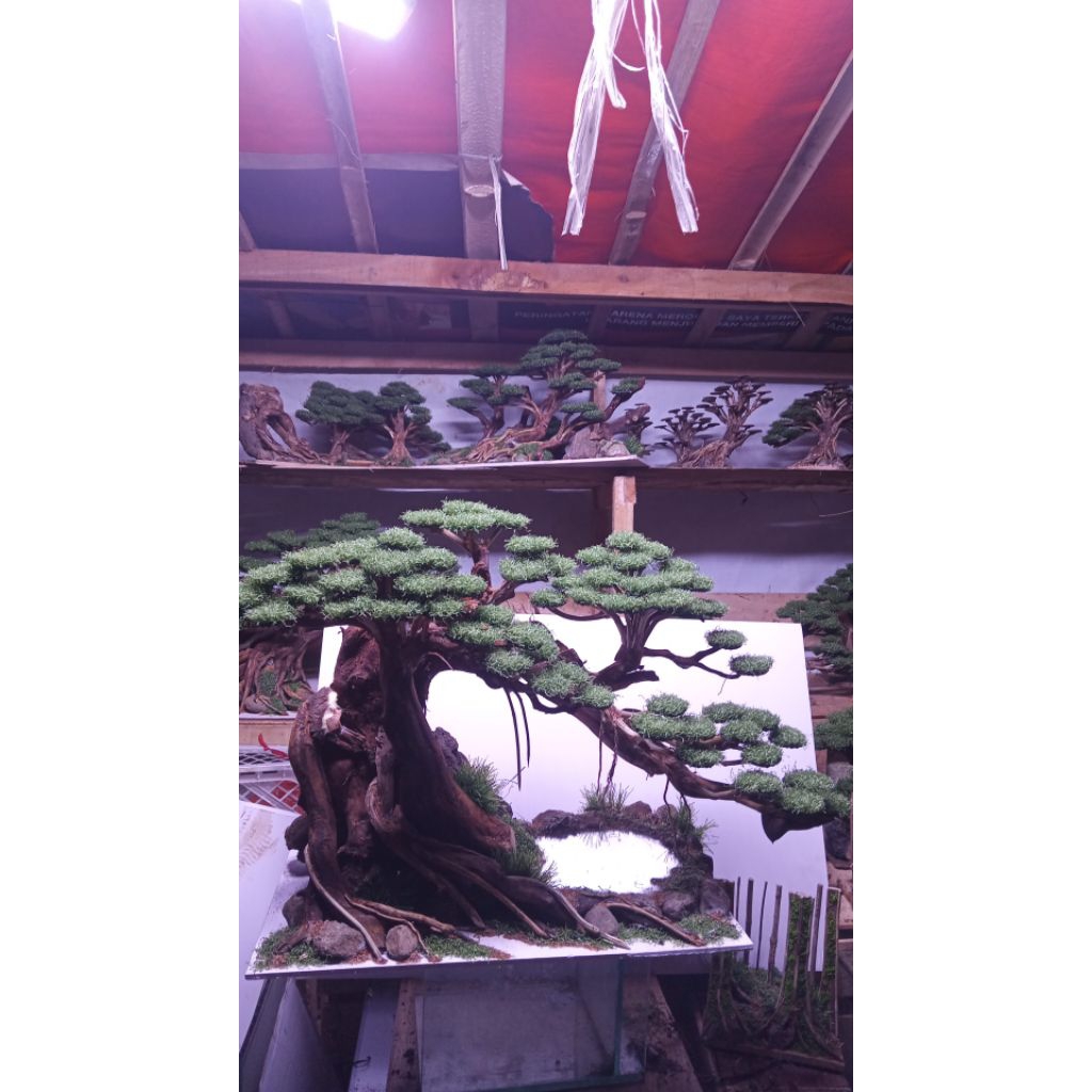 Bonsai Aquarium aquascape tanaman sintetis hiasa aquarium