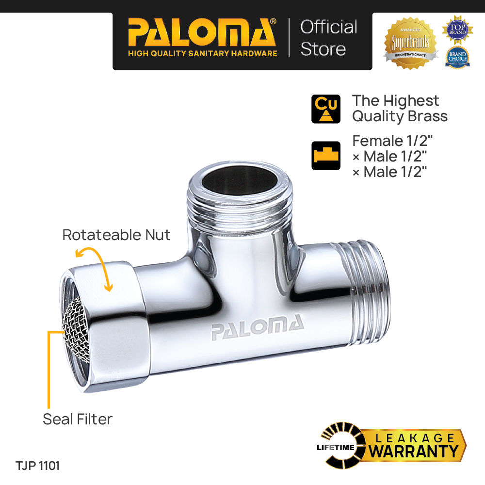 PALOMA TJP 1101 Nepel T 1/2" Sambungan Cabang Valve Tee Keran Shower Kloset Stainless Kuat Tahan Kar