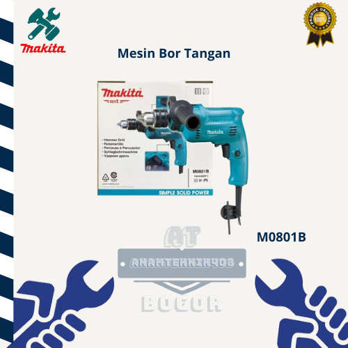 MAKITA MESIN BOR 13 MM BOLAK BALIK, IMPACT DRIL M0801B ORIGINAL MAKITA