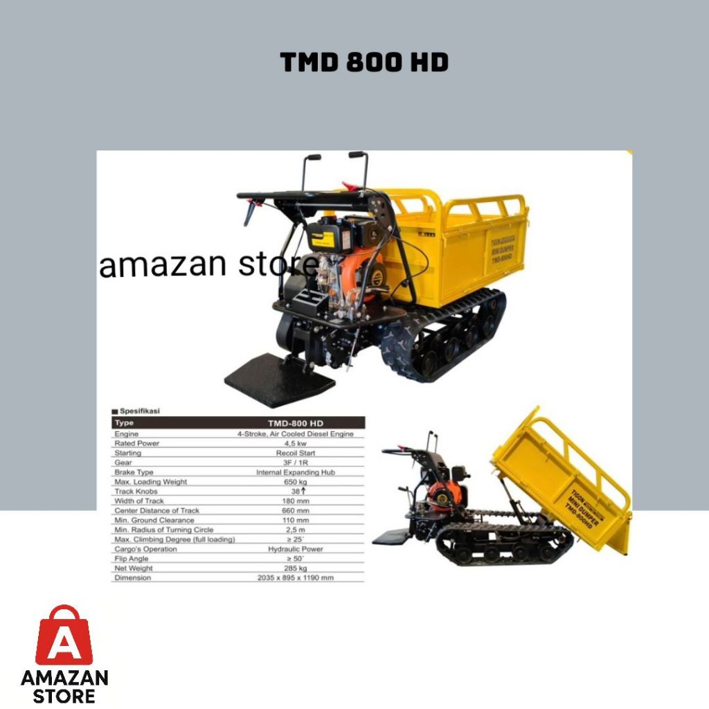 Alat Angkut Sawit / Mini Dumper Crawler Tigon TMD 800 HD