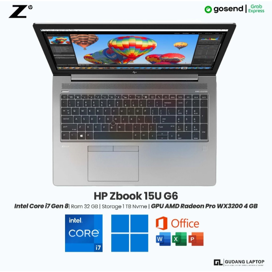 Laptop Workstation HP Zbook 15u G6 Core i7 Gen 8 Ram 32 GB SSD 1 TB GPU AMD Radeon Pro WX3200 4 GB L