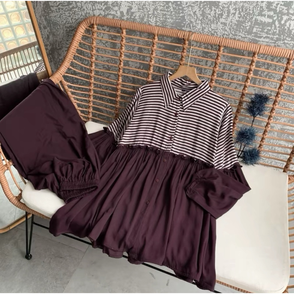 ZELA STRIPE RAYON ONE SET