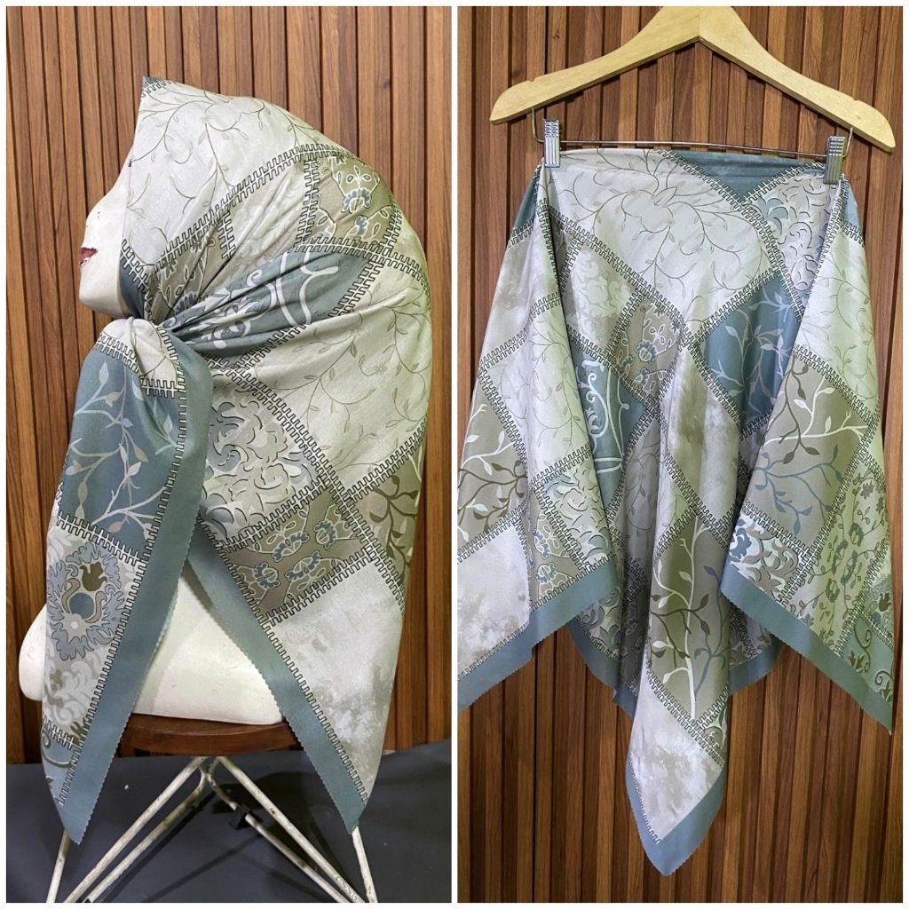 HIJAB SEGI EMPAT VOAL MOTIF MOZAIK SAGE