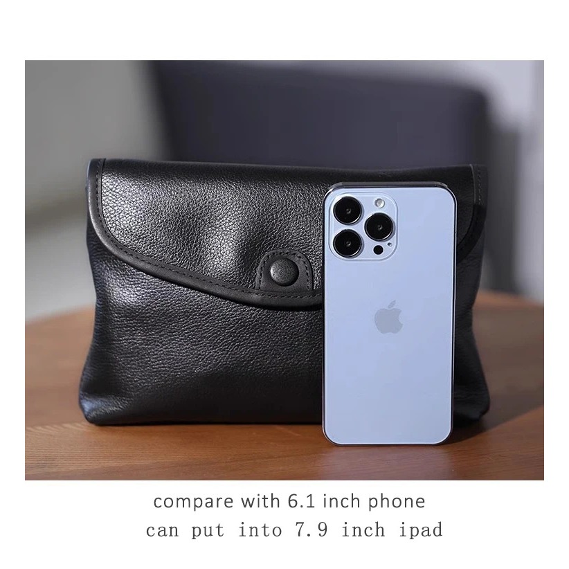 Tas Selempang Kulit Premium - Clutch Pria Hitam Mekanik Terbaru