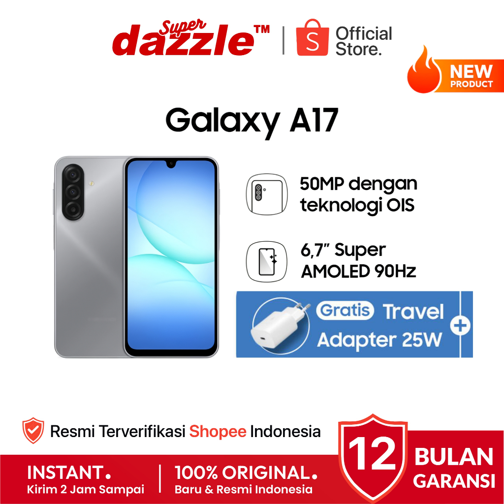 HP SAMSUNG Galaxy A17 4G LTE 8/256 8/128 GB OIS Original Resmi Official Store Handphone Ori