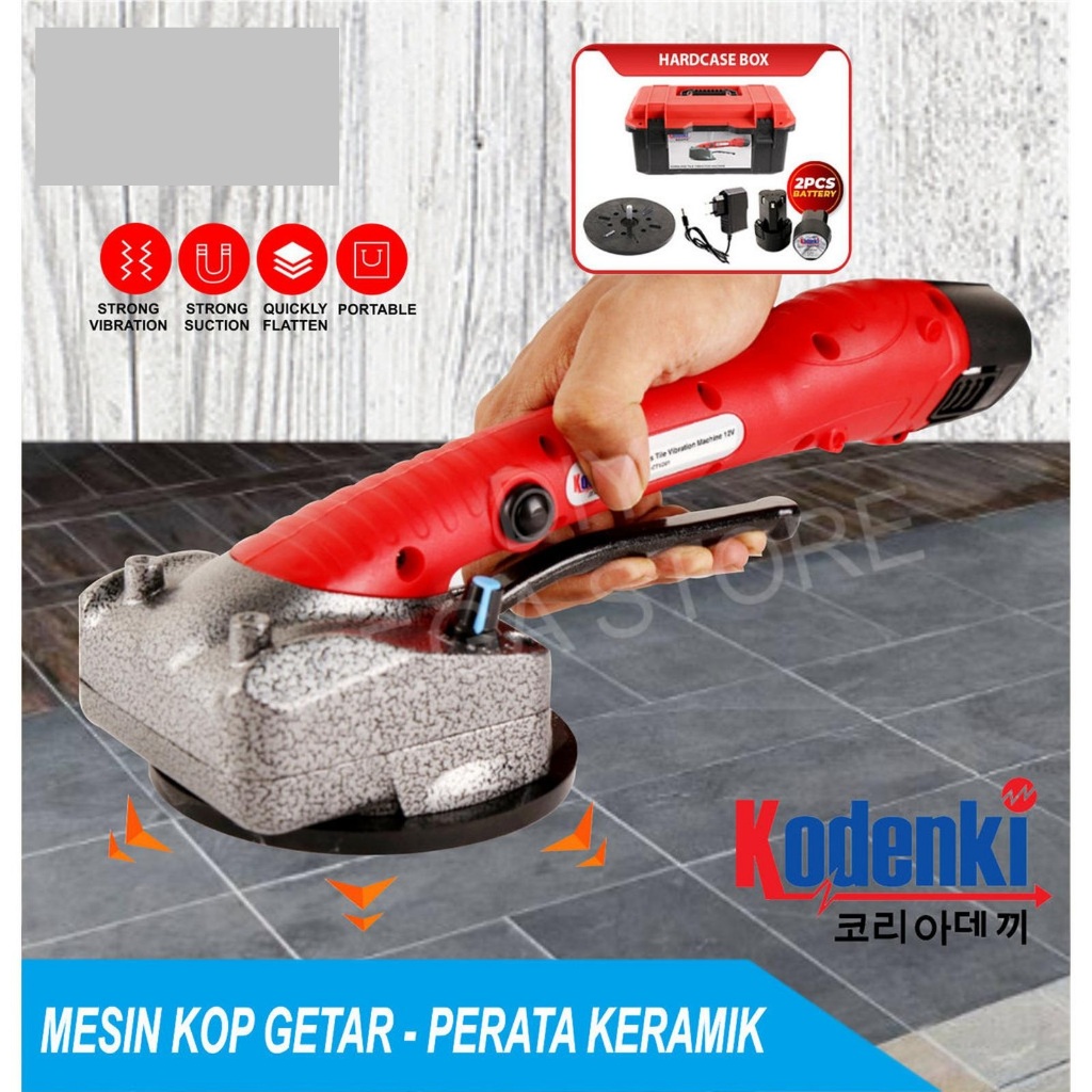 KODENKI Mesin Getar Perata Angkat Pasang Keramik Marmer Kop LantaKaca 2 Batre 12V - Alat Pasang Pera