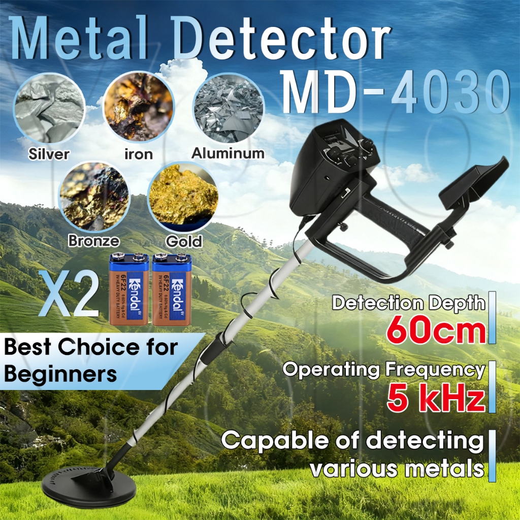 Logam Koin Metal Detektor Md4030 Dalam Tanah Detektor Logam Alat Penambang Emas Metal Detector 2 Bat