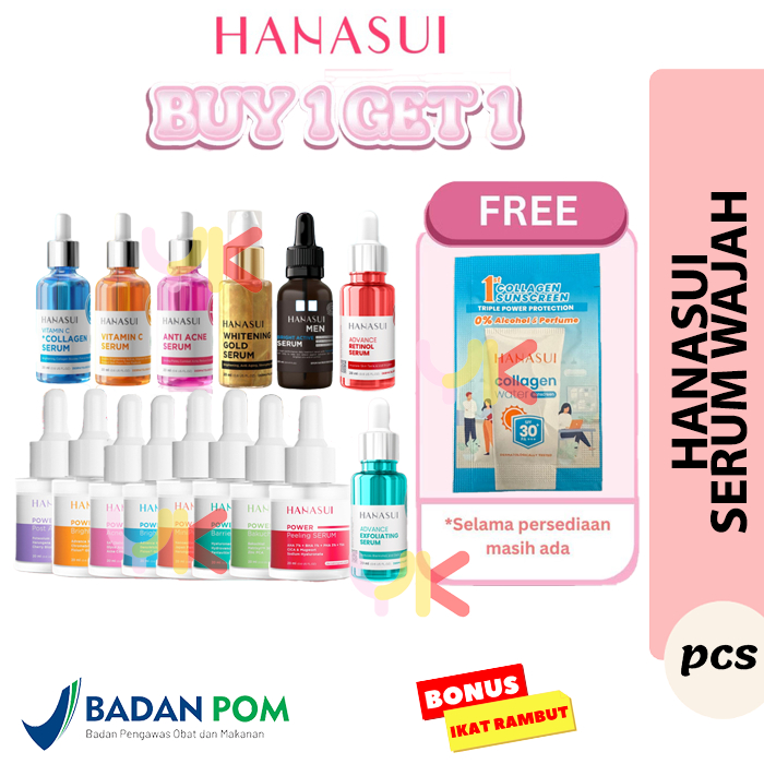 Hanasui BPOM Power Serum | Whitening Gold Vit C Collagen Anti Acne Propolis Men Bright Active
