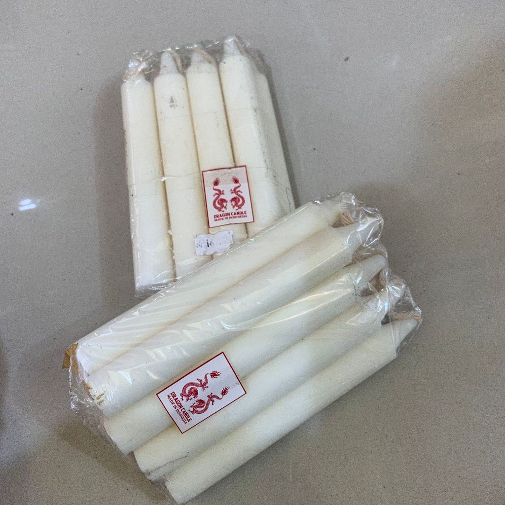 Lilin Putih Isi 8 Besar Murah Grosir Lilin Polos Warna Putih Panjang 15.5 Cm Diameter 2 Cm Cocok Unt