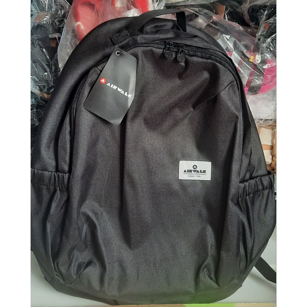 Air_walk Delphy Backpack Black Tas Ransel Sekolah Hitam Unisex Laki - laki Perempuan